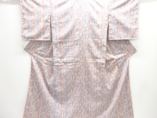 JAPANESE KIMONO / ANTIQUE OMESHI / TAISHO ROMAN STYLE / SILK / WOVEN STRIPE